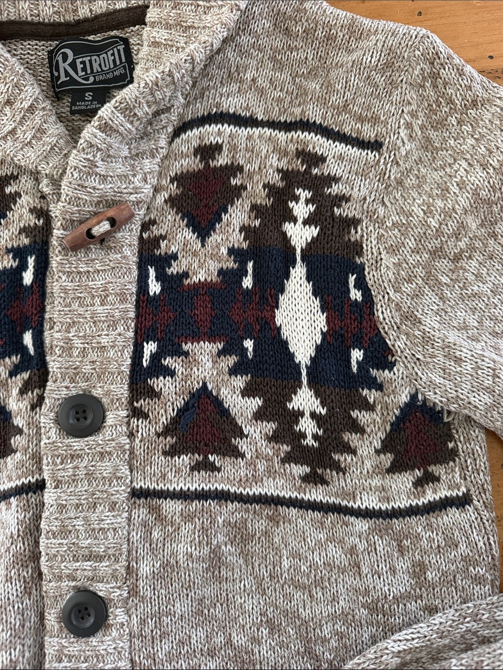 Retrofit Men’s Cardigan Sweater Size S - Picture 13 of 14